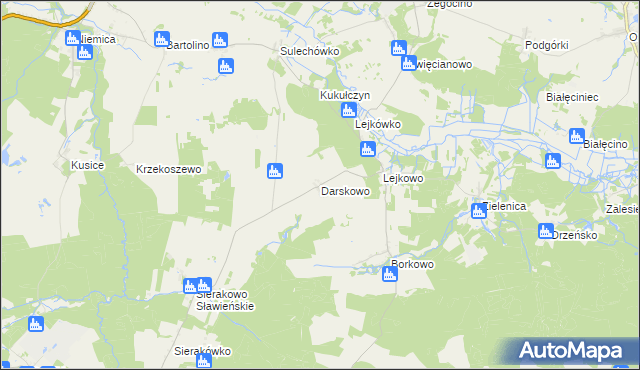 mapa Darskowo gmina Malechowo, Darskowo gmina Malechowo na mapie Targeo