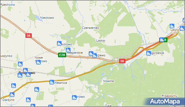 mapa Darżewo gmina Nowa Wieś Lęborska, Darżewo gmina Nowa Wieś Lęborska na mapie Targeo