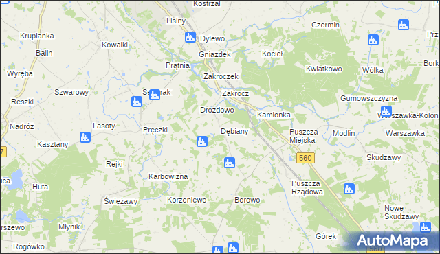 mapa Dębiany gmina Rypin, Dębiany gmina Rypin na mapie Targeo