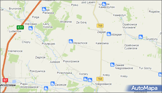 mapa Dębiany gmina Wodzisław, Dębiany gmina Wodzisław na mapie Targeo