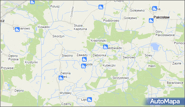 mapa Dębionka gmina Pakosław, Dębionka gmina Pakosław na mapie Targeo