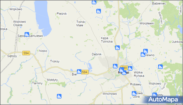 mapa Dębnik gmina Reszel, Dębnik gmina Reszel na mapie Targeo