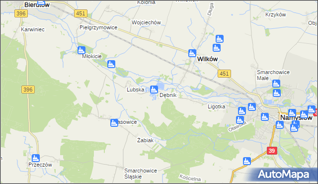 mapa Dębnik gmina Wilków, Dębnik gmina Wilków na mapie Targeo