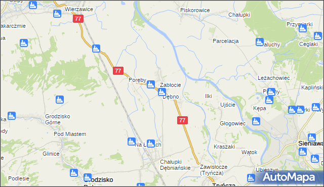 mapa Dębno gmina Leżajsk, Dębno gmina Leżajsk na mapie Targeo