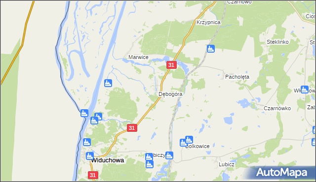 mapa Dębogóra gmina Widuchowa, Dębogóra gmina Widuchowa na mapie Targeo