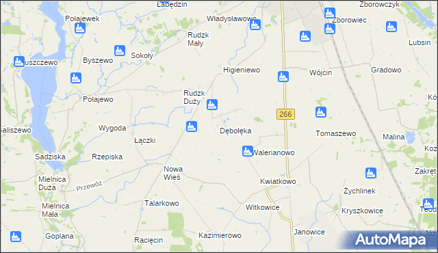 mapa Dębołęka gmina Piotrków Kujawski, Dębołęka gmina Piotrków Kujawski na mapie Targeo