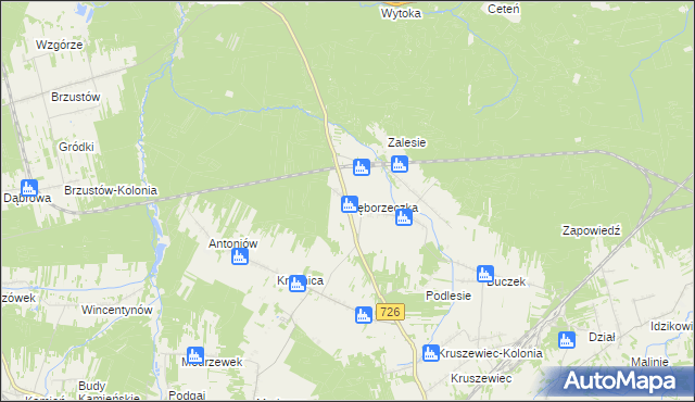 mapa Dęborzeczka, Dęborzeczka na mapie Targeo