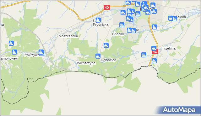 mapa Dębowiec gmina Prudnik, Dębowiec gmina Prudnik na mapie Targeo