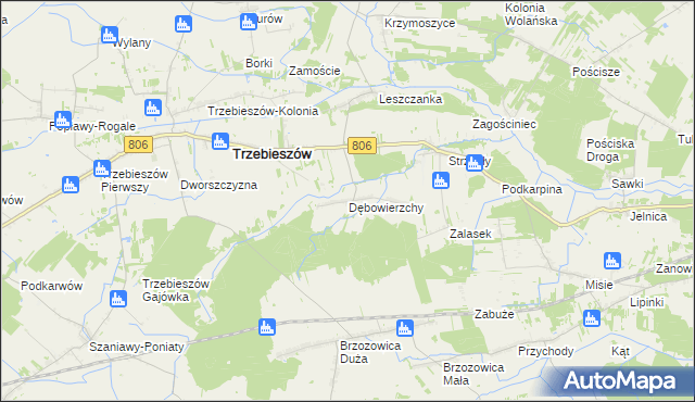 mapa Dębowierzchy, Dębowierzchy na mapie Targeo