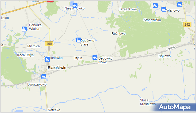 mapa Dębówko Nowe, Dębówko Nowe na mapie Targeo