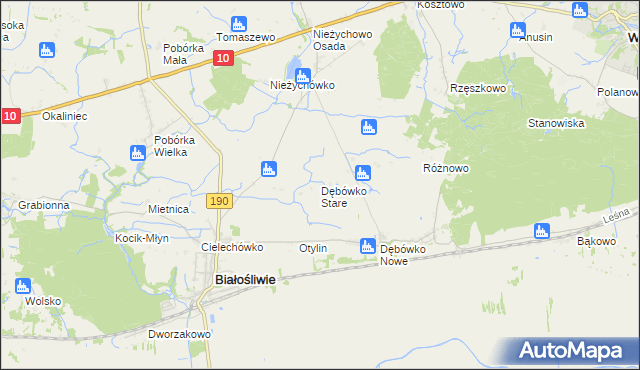 mapa Dębówko Stare, Dębówko Stare na mapie Targeo