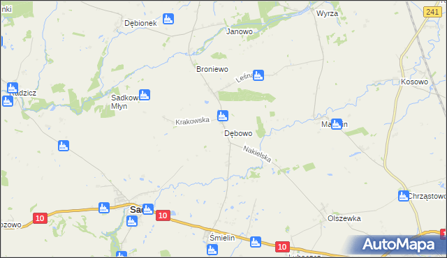 mapa Dębowo gmina Sadki, Dębowo gmina Sadki na mapie Targeo