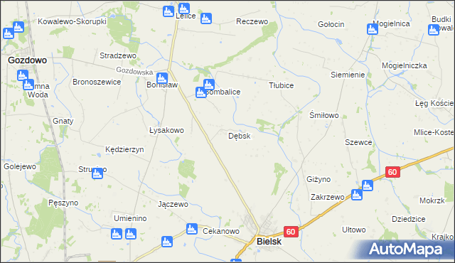 mapa Dębsk gmina Bielsk, Dębsk gmina Bielsk na mapie Targeo