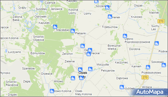 mapa Dęby Szlacheckie, Dęby Szlacheckie na mapie Targeo