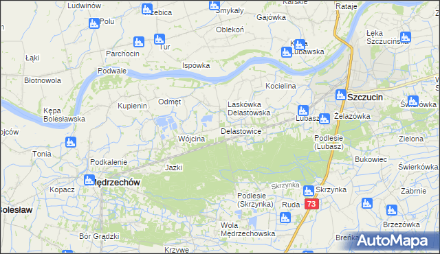 mapa Delastowice, Delastowice na mapie Targeo