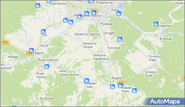 mapa Dereźnia Majdańska, Dereźnia Majdańska na mapie Targeo