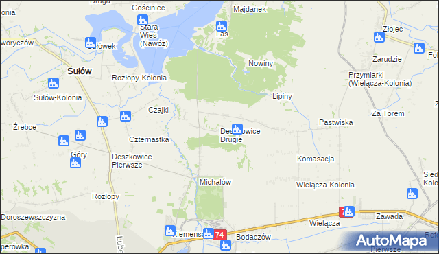 mapa Deszkowice Drugie, Deszkowice Drugie na mapie Targeo