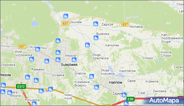 mapa Długa Szlachecka, Długa Szlachecka na mapie Targeo