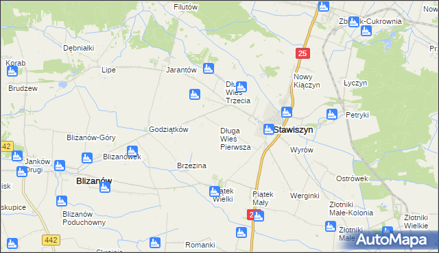 mapa Długa Wieś Pierwsza, Długa Wieś Pierwsza na mapie Targeo