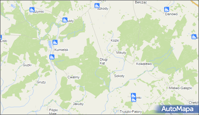 mapa Długi Kąt gmina Biała Piska, Długi Kąt gmina Biała Piska na mapie Targeo