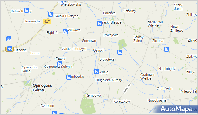 mapa Długołęka gmina Opinogóra Górna, Długołęka gmina Opinogóra Górna na mapie Targeo
