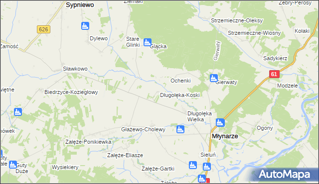 mapa Długołęka-Koski, Długołęka-Koski na mapie Targeo