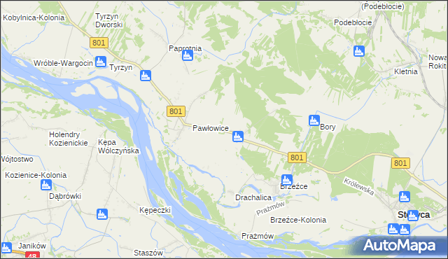 mapa Długowola gmina Stężyca, Długowola gmina Stężyca na mapie Targeo