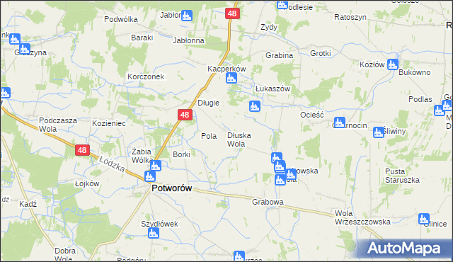 mapa Dłuska Wola, Dłuska Wola na mapie Targeo