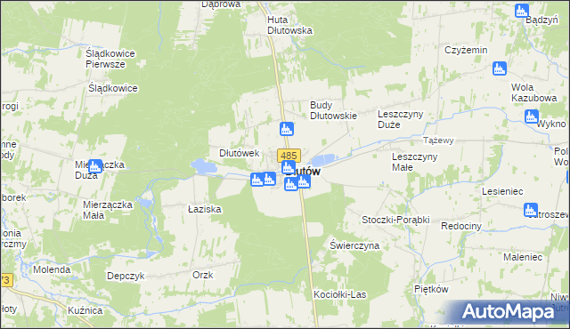 mapa Dłutów, Dłutów na mapie Targeo