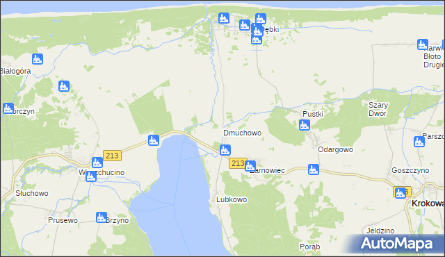 mapa Dmuchowo gmina Krokowa, Dmuchowo gmina Krokowa na mapie Targeo