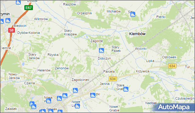 mapa Dobczyn gmina Klembów, Dobczyn gmina Klembów na mapie Targeo