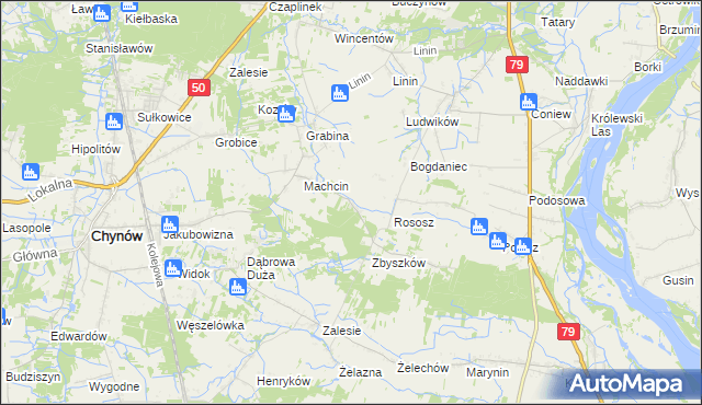 mapa Dobiecin gmina Chynów, Dobiecin gmina Chynów na mapie Targeo