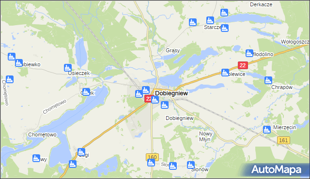 mapa Dobiegniew powiat strzelecko-drezdenecki, Dobiegniew powiat strzelecko-drezdenecki na mapie Targeo