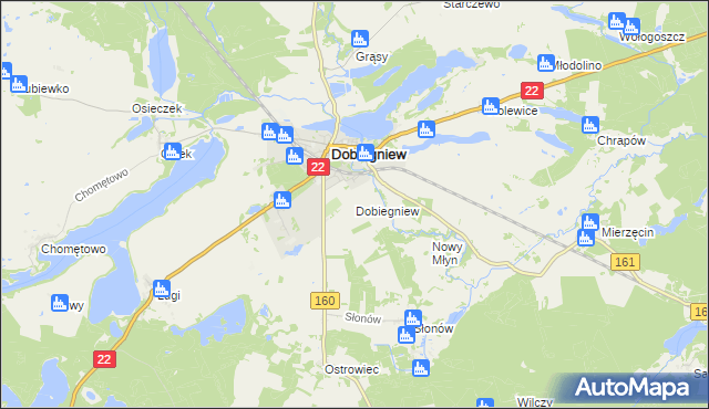 mapa Dobiegniew powiat strzelecko-drezdenecki, Dobiegniew powiat strzelecko-drezdenecki na mapie Targeo