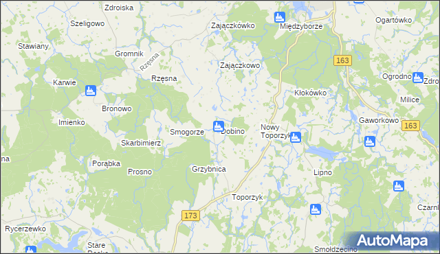 mapa Dobino gmina Połczyn-Zdrój, Dobino gmina Połczyn-Zdrój na mapie Targeo