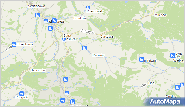 mapa Dobków gmina Świerzawa, Dobków gmina Świerzawa na mapie Targeo