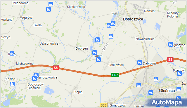 mapa Dobra gmina Dobroszyce, Dobra gmina Dobroszyce na mapie Targeo