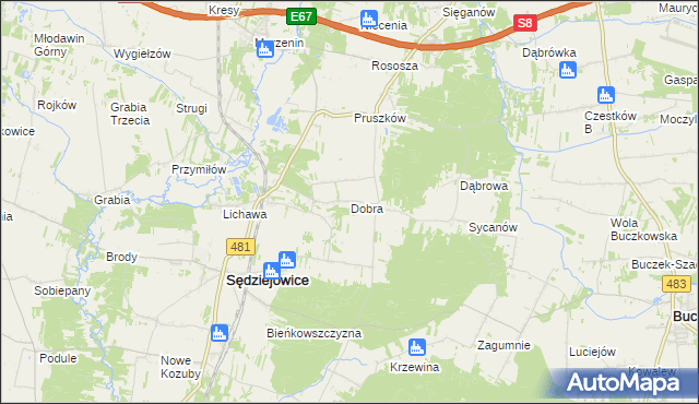 mapa Dobra gmina Sędziejowice, Dobra gmina Sędziejowice na mapie Targeo