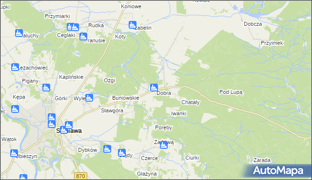 mapa Dobra gmina Sieniawa, Dobra gmina Sieniawa na mapie Targeo