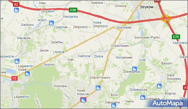 mapa Dobra gmina Stryków, Dobra gmina Stryków na mapie Targeo