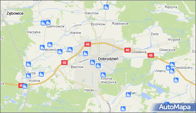 mapa Dobrodzień, Dobrodzień na mapie Targeo