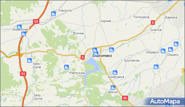 mapa Dobromierz powiat świdnicki, Dobromierz powiat świdnicki na mapie Targeo
