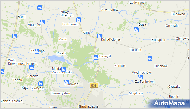 mapa Dobromyśl gmina Siedliszcze, Dobromyśl gmina Siedliszcze na mapie Targeo