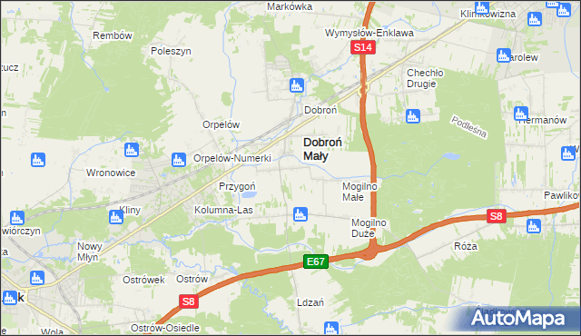 mapa Dobroń Duży, Dobroń Duży na mapie Targeo