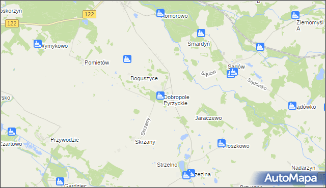 mapa Dobropole Pyrzyckie, Dobropole Pyrzyckie na mapie Targeo