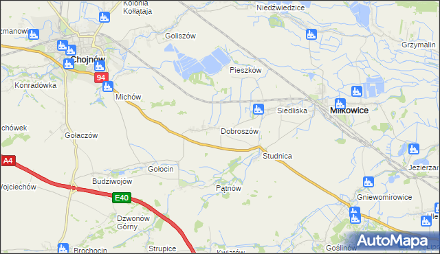 mapa Dobroszów gmina Chojnów, Dobroszów gmina Chojnów na mapie Targeo