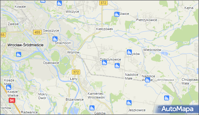 mapa Dobrzykowice, Dobrzykowice na mapie Targeo