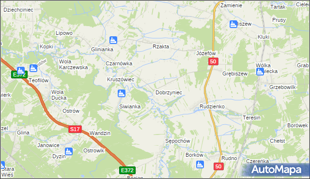 mapa Dobrzyniec, Dobrzyniec na mapie Targeo