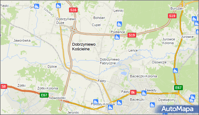 mapa Dobrzyniewo Fabryczne, Dobrzyniewo Fabryczne na mapie Targeo