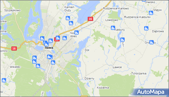 mapa Dół gmina Iława, Dół gmina Iława na mapie Targeo